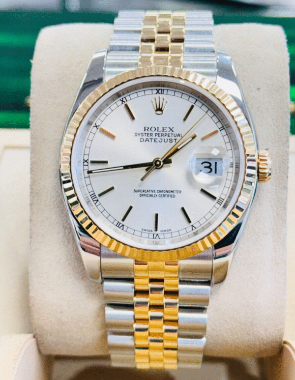 Rolex Datejust 116233 18K Yellow Gold /SS Jubilee Band Fluted Bezel Silver Dial