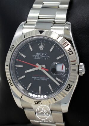 Rolex Datejust 116264 Turn-O-Graph 18K White Gold Bezel Black Dial PAPERS