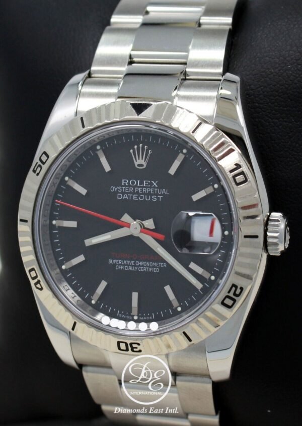 Rolex Datejust 116264 Turn-O-Graph 18K White Gold Bezel Black Dial PAPERS
