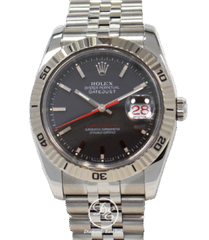 Rolex Datejust 116264 Turn-O-Graph Black Jubilee 18K W Gold Bezel PAPER SERVICED