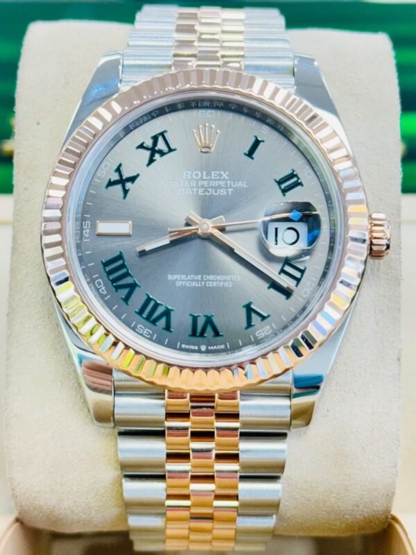 Rolex Datejust 126331 41 18k Rose Gold/Steel Wimbledon Gray Dial Watch BOX/PAPER