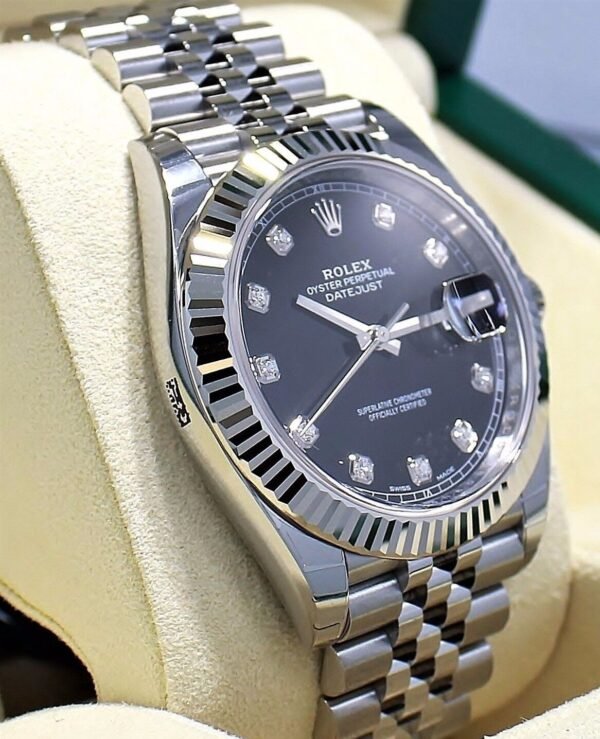 Rolex Datejust 126334 41mm Jubilee Black Diamond Dial 18K W Gold Bezel *UNWORN*