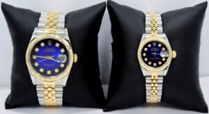 Rolex Datejust 16233 69173 For HER & HIM 18K YG & SS Blue Viniet Diamond Dial