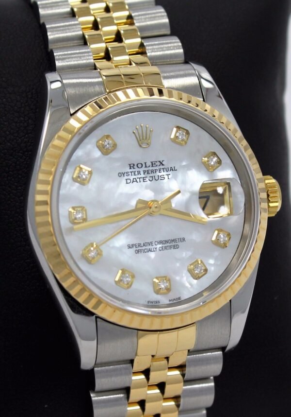 Rolex Datejust 16233 Jubilee 18K Yellow Gold & SS MOP Diamond Dial Watch *MINT*