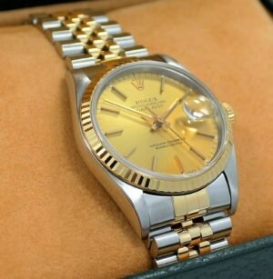 Rolex Datejust 16233 Jubilee 36mm 18K Yellow Gold Champ Dial Watch MINT