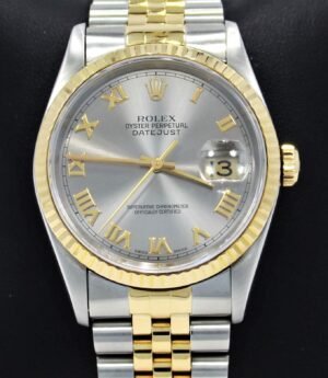 Rolex Datejust 16233 Jubilee 36mm 18K Yellow Gold /SS Roman Dial Watch *MINT*
