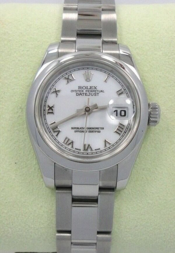 Rolex Datejust 179160 Stainless Steel White Roman Dial Ladies Watch *MINT*