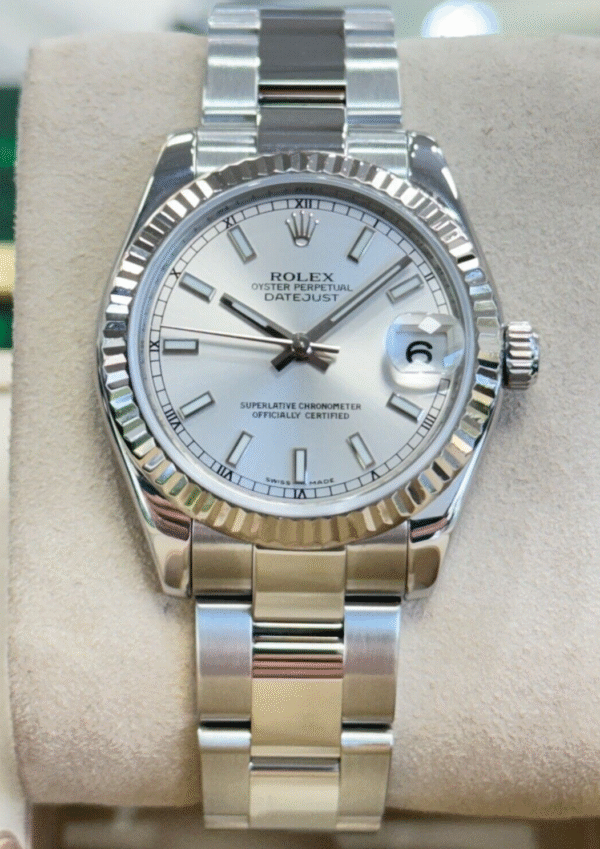 Rolex Datejust 31mm 178274 Silver Dial Oyster Bracelet 18k White Gold Bezel