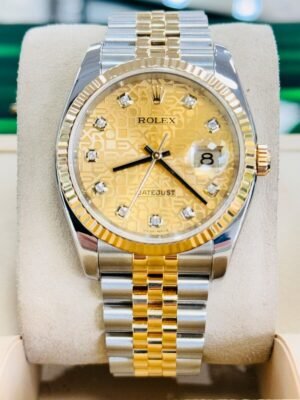 Rolex Datejust 36 116233 FACTORY Champagne Jubilee Diamond Dial 18K Yellow Gold