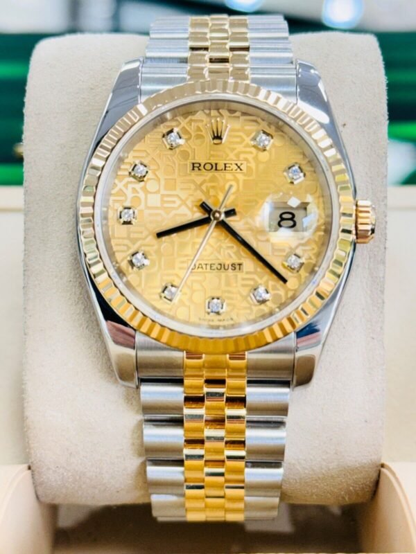 Rolex Datejust 36 116233 FACTORY Champagne Jubilee Diamond Dial 18K Yellow Gold