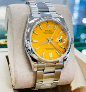 Rolex Datejust 36mm 116200 Steel Oyster Custom Yellow Dial Watch MINT CONDTION