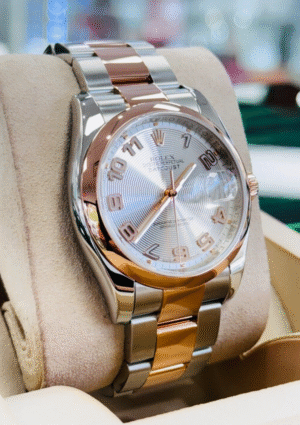 Rolex Datejust 36mm 116201 18K Rose Gold/ SS Oyster Silver Dial Watch