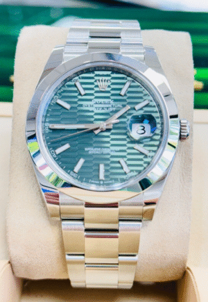 Rolex Datejust 41 126300 Mint Green Motif Dial Box and Papers Watch UNWORN