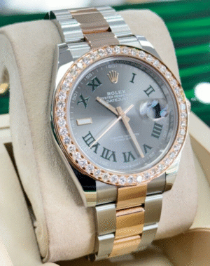 Rolex Datejust 41 Wimbledon 126301 Steel & Rose Custom Diamond Bezel B/P UNWORN