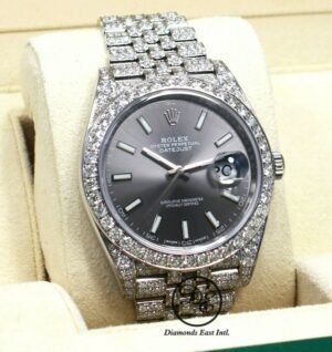 Rolex Datejust 41mm 126300 Jubilee Rhodium Dial Full Diamonds BOX/PAPERS UNWORN