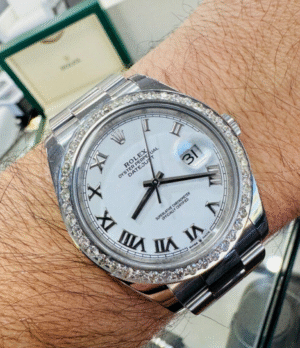 Rolex Datejust 41mm 126300 Oyster White Dial 2.75ct Diamonds Bezel Watch B/PAPER