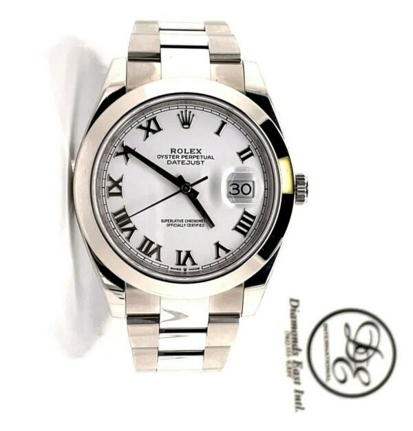 Rolex Datejust 41mm 126300 Oyster White Dial Smooth Bezel Watch PAPERS MINT