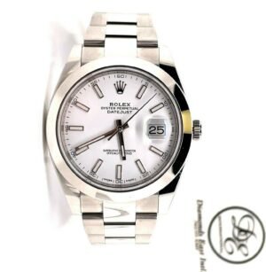 Rolex Datejust 41mm 126300 Oyster White Dial Smooth Bezel Watch PAPERS MINT