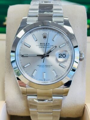 Rolex Datejust 41mm 126300 Silver Dial Oyster Band Watch BOX/PAPERS UNWORN