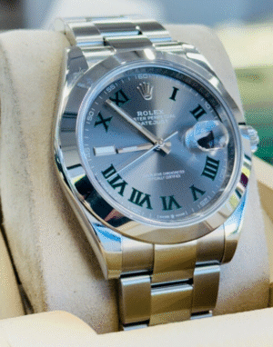 Rolex Datejust 41mm 126300 Wimbledon Dial Steel Oyster Band Watch BOX/PAPERS