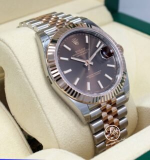 Rolex Datejust 41mm 126331 Jubilee 18K Rose Gold /SS Chocolae Dial Watch *UNWORN