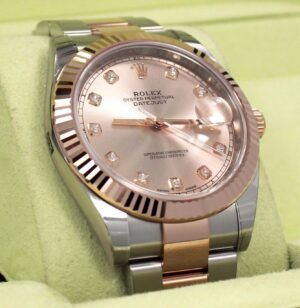 Rolex Datejust 41mm 126331 Oyster 18K Rose Gold /SS Diamonds Dial Watch *NEW*