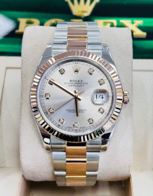 Rolex Datejust 41mm 126331 Oyster Sunburst Factory Diamond Dial 18k Rose Gold BP