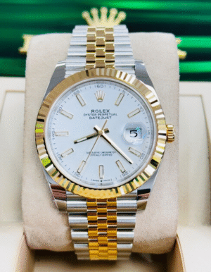 Rolex Datejust 41mm 126333 18k Yellow Gold Steel White Dial Jubilee Watch UNWORN