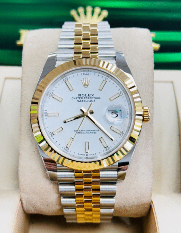 Rolex Datejust 41mm 126333 18k Yellow Gold Steel White Dial Jubilee Watch UNWORN