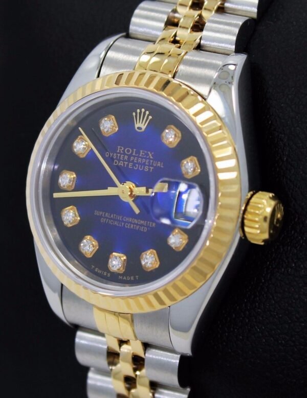 Rolex Datejust 69173 Jubilee 18K Yellow Gold Blue Viniet Diamond Dial SERVICED
