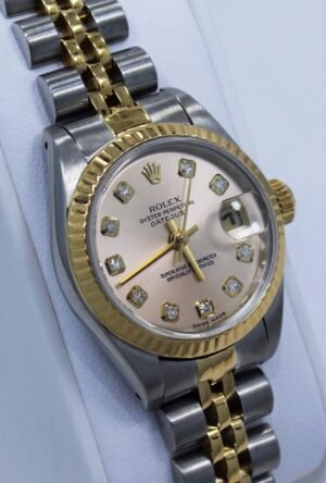 Rolex Datejust 69173 Jubilee 18K Yellow Gold & SS Diamond Dial Ladies Watch Mint