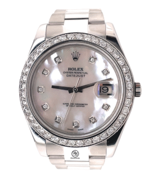 Rolex Datejust II 116300 3.25CT Diamonds Bezel Mop Dial Oyster Steel Watch MINT