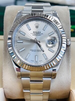 Rolex Datejust II 41 116334 Fluted Bezel Silver Dial Oyster Bracelet Watch