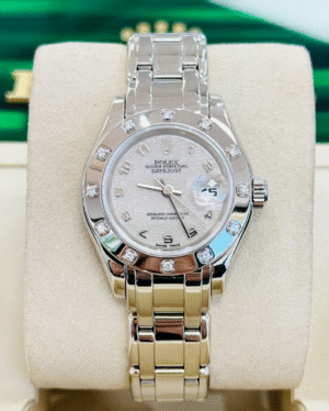 Rolex Datejust Pearlmaster 18k WG Jubilee Dial Factory Diamonds Lady Watch