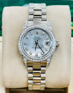 Rolex Datejust President Crown Collection White Gold FACT MOP Diamond 179159
