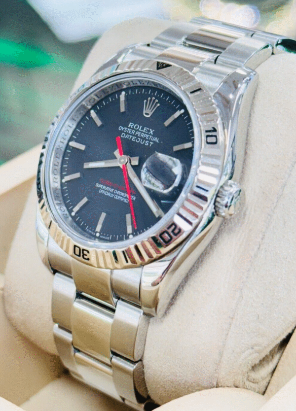 Rolex Datejust Turnograph 116264 Black Dial Oyster Band 18K White Gold Bezel