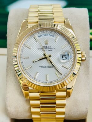 Rolex Day-Date 228238 40mm 18k Yellow Gold Silver Motif Dial Watch