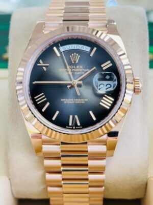 Rolex Day-Date 40 228235 18K Rose Gold President Slate Ombre Roman Dial UNWORN