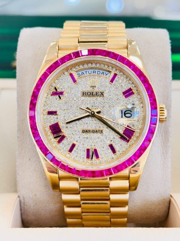 Rolex Day-Date 40 228238 18K Yellow Gold Custom Bezel and Diamond Dial