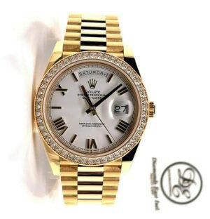 Rolex Day-Date 40mm 228348 RBR Factory Diamond Bezel White Roman Dial Watch *NEW