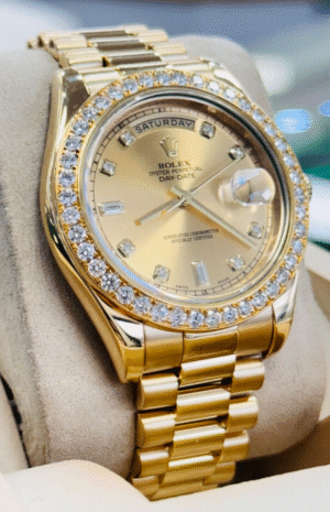 Rolex Day-Date II 218348 CHDP 41MM FACTORY Champagne Diamond Dial & Bezel Watch