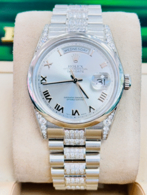Rolex Day Date President 36mm 118296 Platinum Diamonds Roman Dial Watch