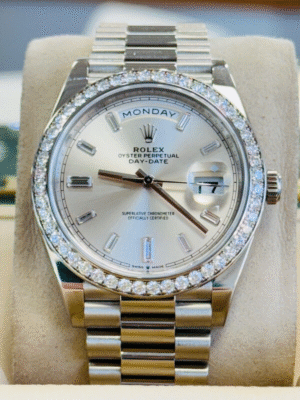 Rolex Day-Date President White Gold 228349RBR 40MM Baguette Factory Diamond B/P