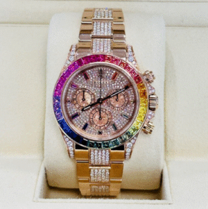 Rolex Daytona 116505 Custom Rainbow Diamonds 18K Rose Gold 40mm Oyster Watch