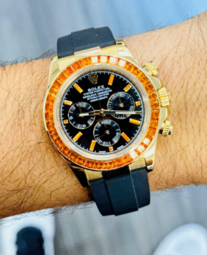 Rolex Daytona 116518LN Custom Sapphire Bezel and Black and Sapphire Dial B/PAPER