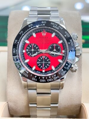 Rolex Daytona Steel 116520 Custom Black Ceramic Bezel & Red Dial Watch