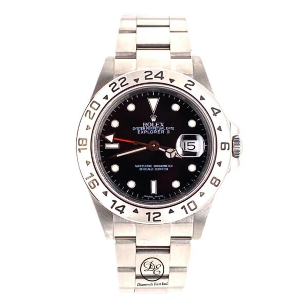 Rolex Explorer II 16570 Black Dial 40mm GMT Stainless Steel Watch PAPERS
