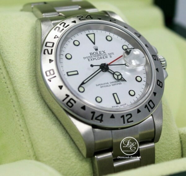 Rolex Explorer II 16570 GMT Oyster Date White Dial Box Papers Mint Condition