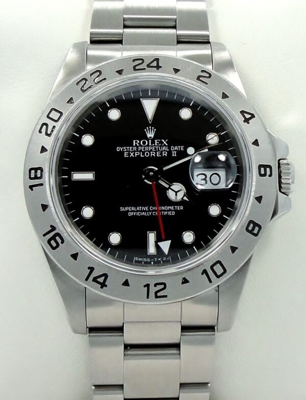 Rolex Explorer II 16570 GMT Stainless Steel Black Dial Watch *MINT CONDITION*