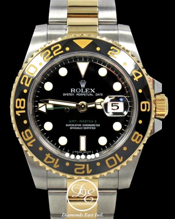 Rolex GMT-MASTER II 116713 Oyster 18K Yellow Gold /SS Ceramic Bezel Watch *MINT*